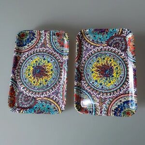 Talbots Melamine Trays‎ Multiple Colors Colorful Floral Print Set (2)